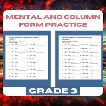 Preview of Subtraction Worksheets: Mental and Column Form Practice