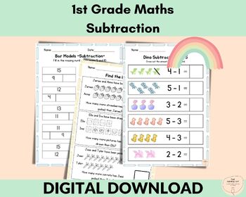 Preview of Subtraction Worksheets for 1st Grade, Printables for Subtraction Practice