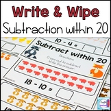 Subtraction Write and Wipe: Subtraction within 20