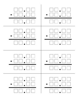 Preview of Subtraction decimal organizer