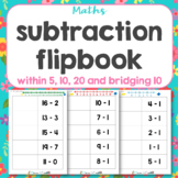 Subtraction flip book mixed questions within 20