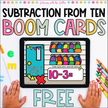 Preview of Subtraction from Ten BOOM Cards | Digital Task Cards for Distance Learning