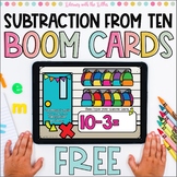 Subtraction from Ten BOOM Cards | Digital Task Cards for D