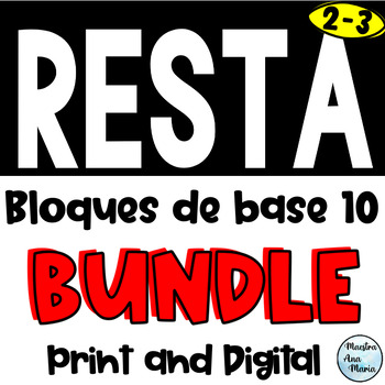 Preview of Subtraction in Spanish  - Resta con Bloques de Base 10 - Base Ten Blocks