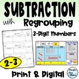 Subtraction of 3-Digit Numbers With Regrouping Using Base 