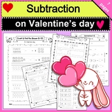 Subtraction with pictures on Valentines day, activities, w
