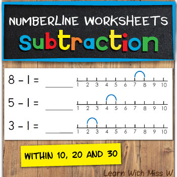 Subtraction on a numberline worksheets by Learn With Miss W | TpT