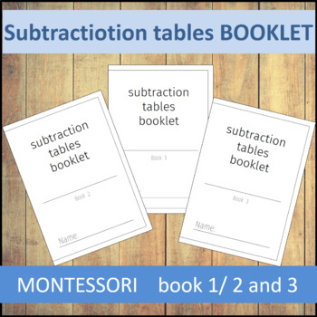 Preview of Subtraction tables booklet : book 1/ 2 and 3