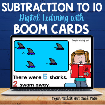 Preview of Subtraction to 10 | Distance Learning | DIGITAL Task BOOM CARDS