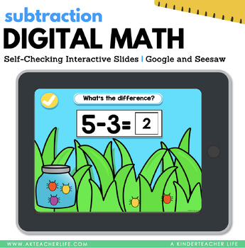 Preview of Subtraction to 10 Google Seesaw and Math Task Cards