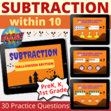 Subtraction to 10 Boom Cards Halloween
