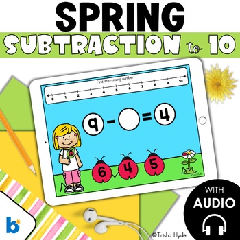 Preview of Subtraction to 10 | Missing Number | Spring | Boom Cards