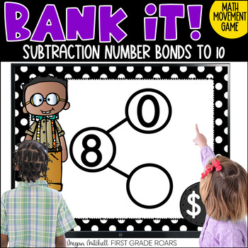 Preview of Subtraction to 10 Number Bonds Math Movement Projectable Game Bank It