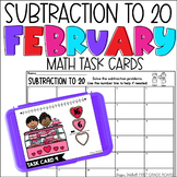 Subtraction to 20 February Task Card Activity Math Centers