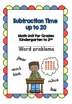 Preview of Subtraction to 20 Word Problems Worksheet Math Bundle Workbook