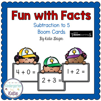 Preview of Subtraction to 5 BOOM CARDS Fun with Facts: Subtraction to 5