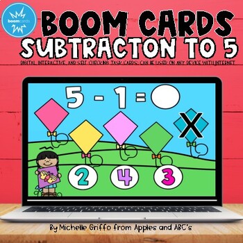 Preview of Subtraction within 5 Boom Cards for Kindergarten
