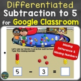 Subtraction to 5 Distance Learning for Google Classroom / 