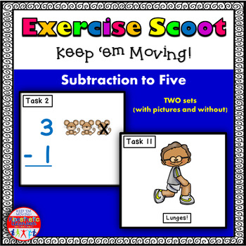 Preview of Subtraction to 5 Movement Activity Scoot Game