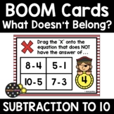 Subtraction to Ten BOOM Cards | Which One Doesn't Belong?