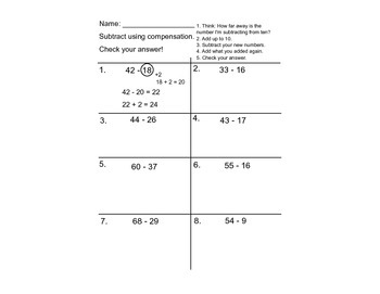 Preview of Subtraction with Compensation Worksheets