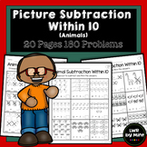Subtraction with Pictures Within 10 Animals