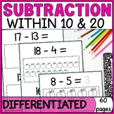 Subtraction with Pictures to 20 Differentiated - Kindergar