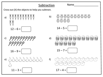 Subtraction with Pictures (within 20): by Kids' Learning Basket | TpT