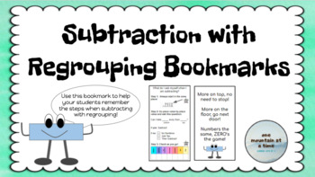 Preview of Subtraction with Regrouping Bookmark (Ones-Hundreds)