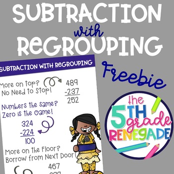 Preview of Subtraction with Regrouping Poster Anchor Chart FREEBIE