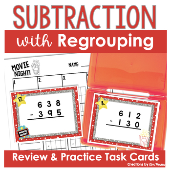 Subtraction with Regrouping Task Cards by Creations by Kim Parker