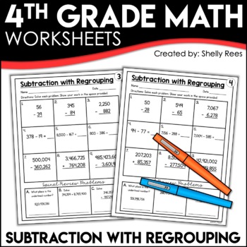 Preview of FREE Subtraction with Regrouping Worksheets