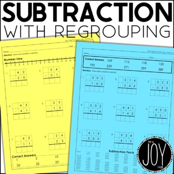 Preview of Subtraction with Regrouping Worksheets | Differentiated