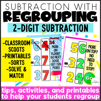Preview of 2 Digit Subtraction with Regrouping Math Activities - Double Digit Regrouping