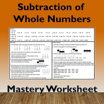 problem solving in subtraction of whole numbers