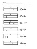 Subtraction with a Bar Model Worksheet