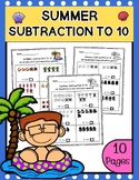 Subtraction with picture to 10 | Number to 10 |Theme summe