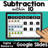 Subtraction within 10 Digital Math Activities for Google Slides