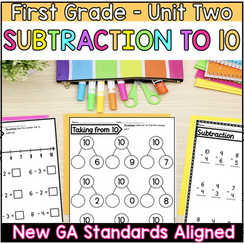 Preview of Subtraction within 10 | First Grade | New GA Math Standards Aligned