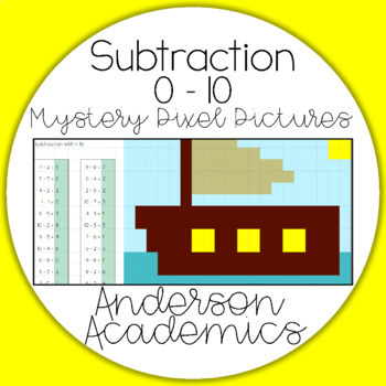 Preview of Subtraction within 10 Math Pixel Puzzle (Pirate Ship)