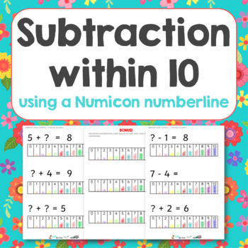 Preview of Subtraction within 10 using numicon numberline
