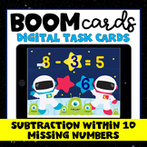 Subtraction within 10 with Missing Numbers Boom Cards