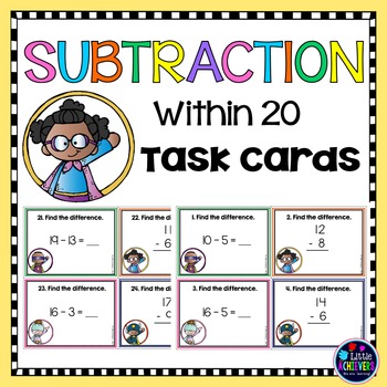 Preview of Subtraction within 20 Task Cards