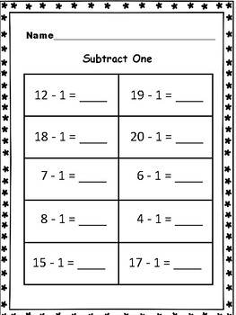Subtraction within 20 Worksheets (1-10) Math Fact Fluency Practice-15 Pages
