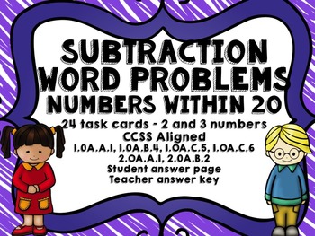 Preview of Subtraction within 20 - task cards/SCOOT
