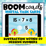 Subtraction within 20 with Missing Numbers Boom Cards