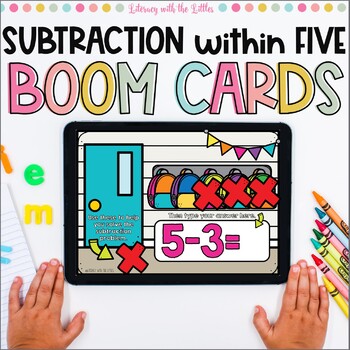 Preview of Subtraction within 5 BOOM Cards | Digital Task Cards for Distance Learning