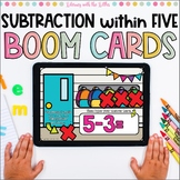 Subtraction within 5 BOOM Cards | Digital Task Cards for D