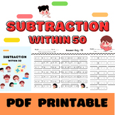 Subtraction within 50 (0-50) Worksheets (horizontal problems)