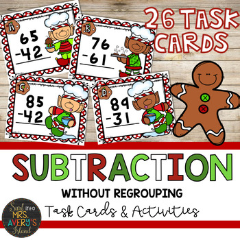Preview of Subtraction without Regrouping - Christmas Math Activities - Gingerbread Theme